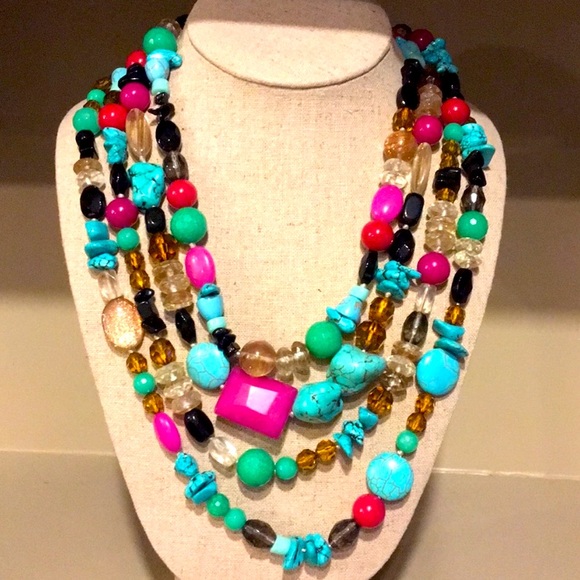 Stella & Dot | Stunning Retired Hand-beaded Versatile 'Carnival' Necklace - Picture 3 of 16